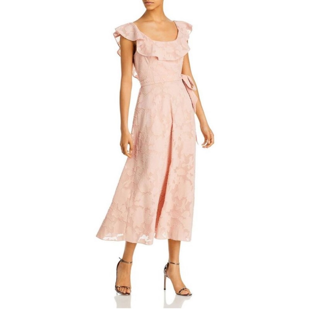 Aqua Pink Burn-out Flutter Sleeve Dress Size 2